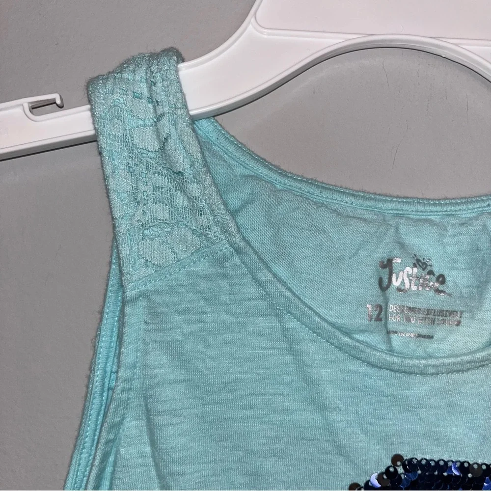 Justice Blue Sequin Flip Mermaid Tank Top